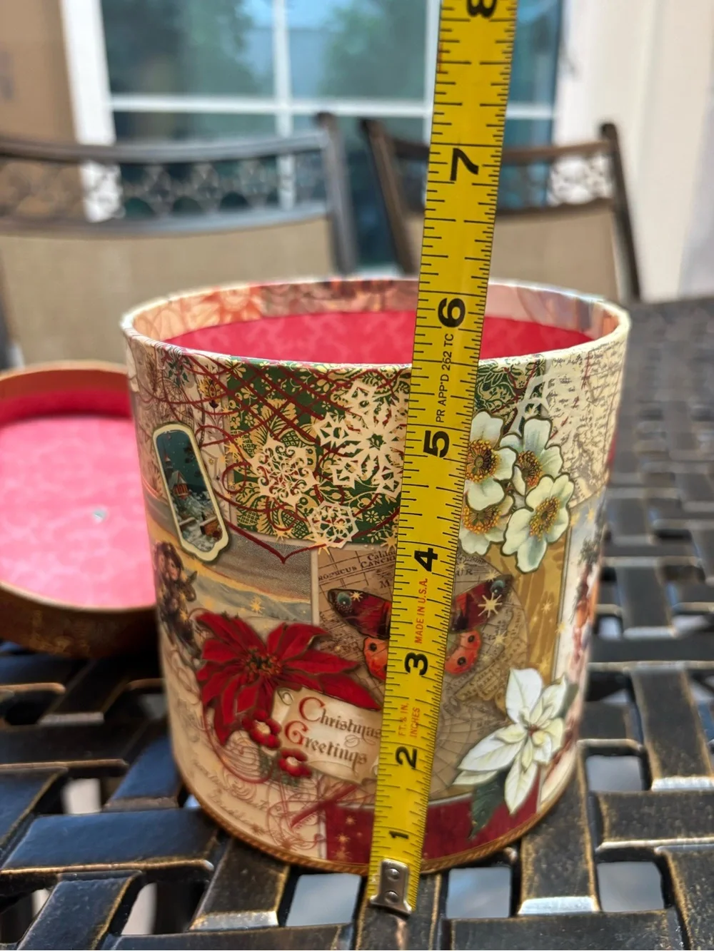 Holiday Decorative Tin with Crystal Knob and Red Tassel